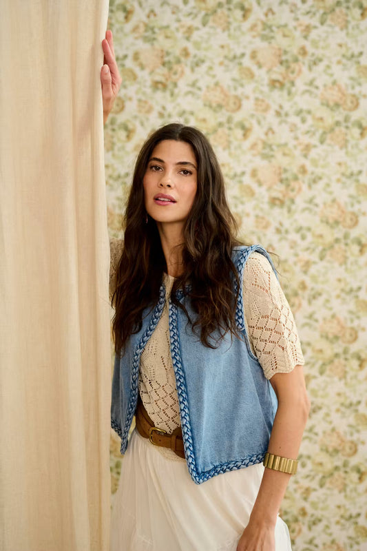 Cream - Rina Denim Vest | Duncan Medium Blue Denim