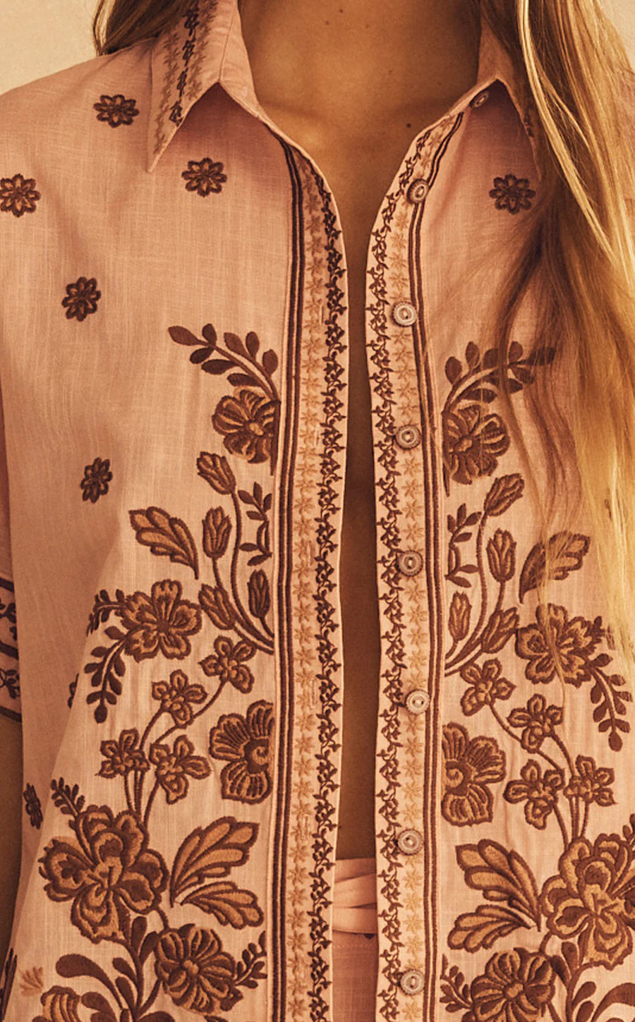 AUR OCEÀ - Infiorata Embroidered Short Sleeve Resort Shirt