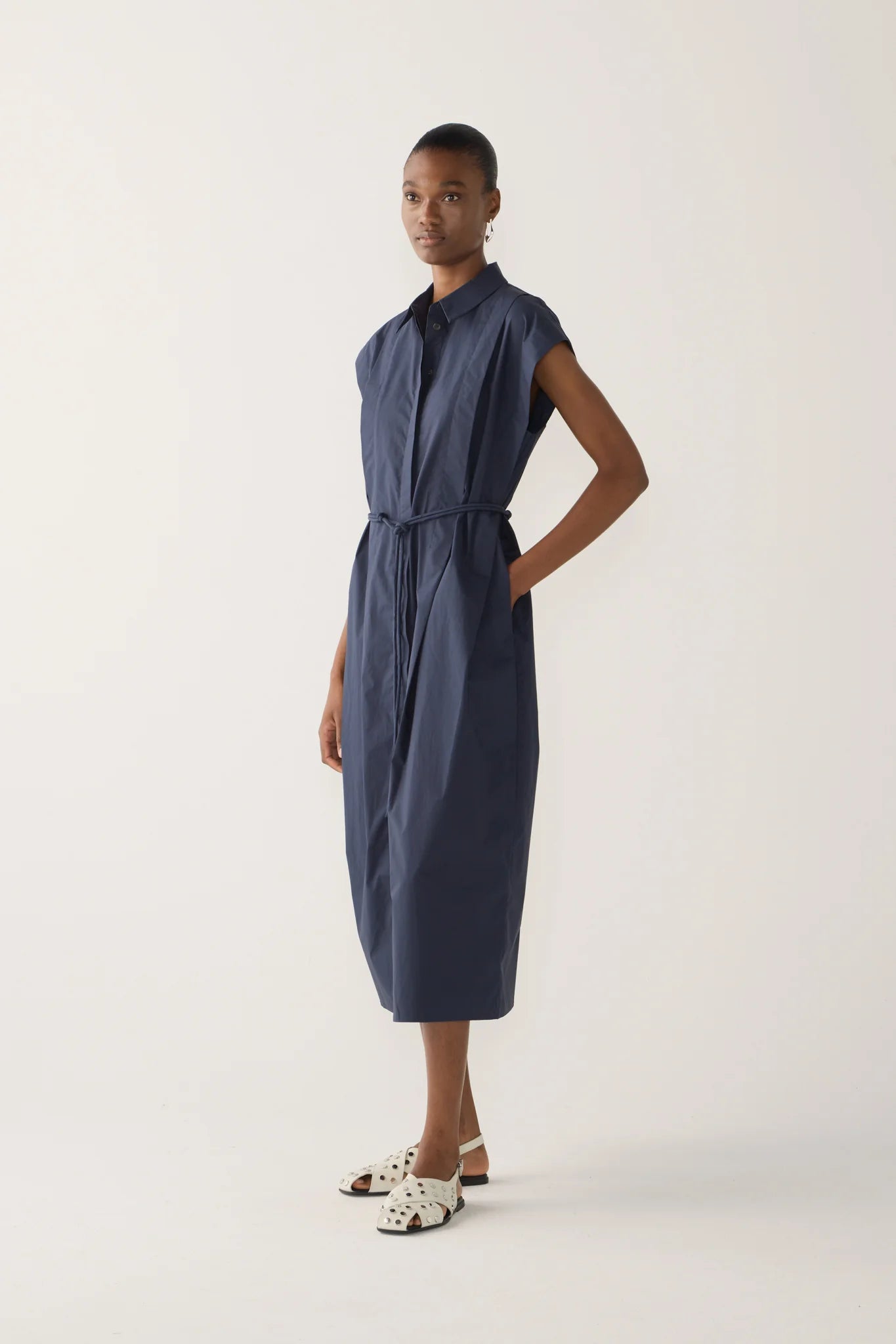 Foemina - Mona Dress | Navy Poplin