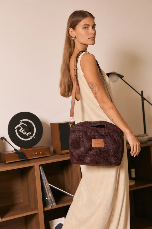 Nim The Label - Leather Trim Raffia BB | Cocoa