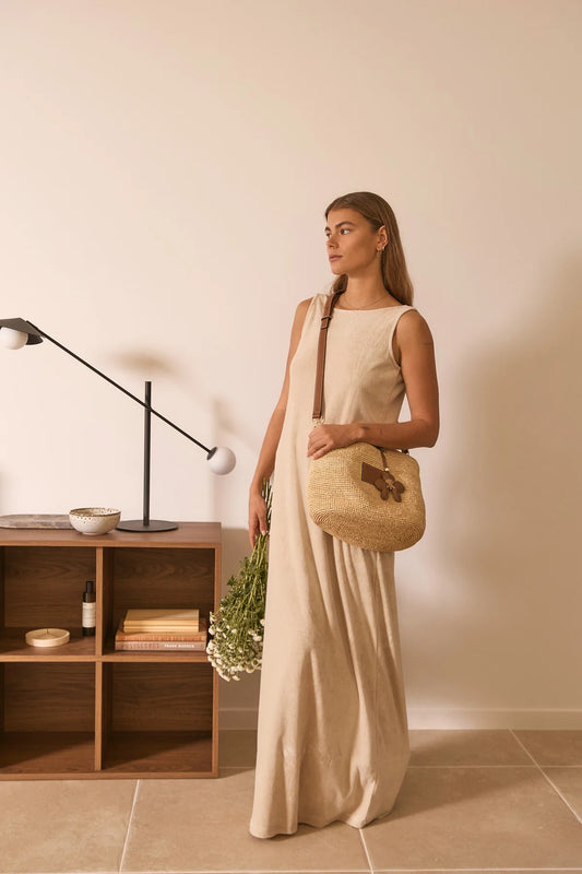 Nim The Label - Leather Trim Raffia BB