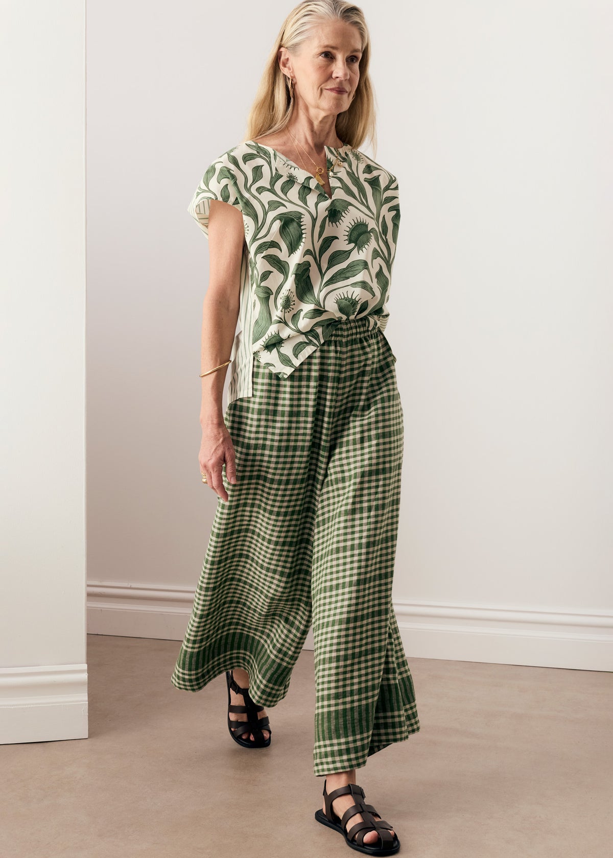 POL - Botanica Top w Contrast Back | Botanica Print/ Stripe