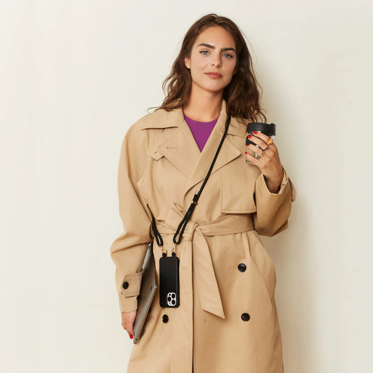 Louve Collection - Mystique Black Crossbody Phone Strap | Gold Hardware