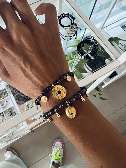 Ηematite Gold Protection Bracelets: Cross and eye