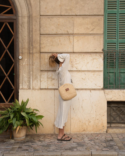 Nim The Label - Leather Trim Raffia BB