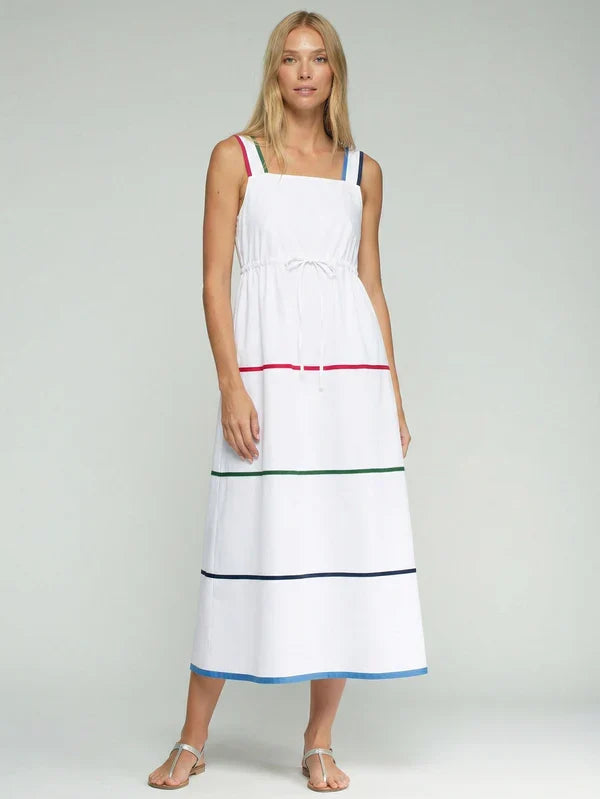 Vilagallo - White Dress With Straps And Stripes