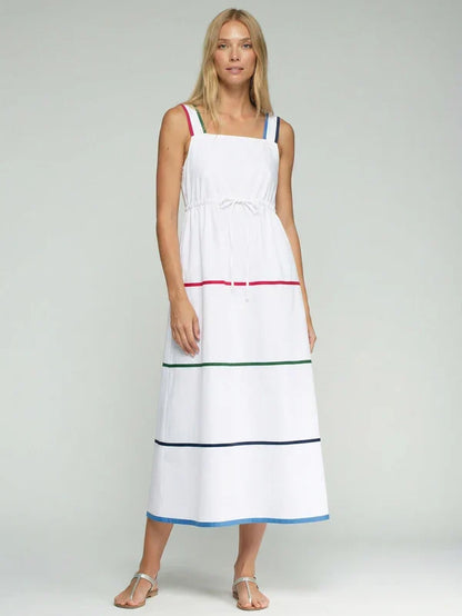 Vilagallo - White Dress With Straps And Stripes