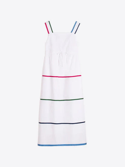 Vilagallo - White Dress With Straps And Stripes