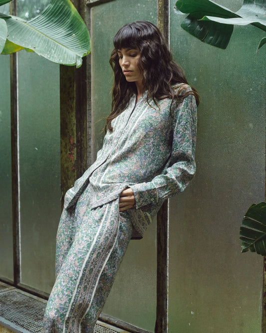 MOS MOSH - Kana Flowish Orchid Shirt | Turf Green