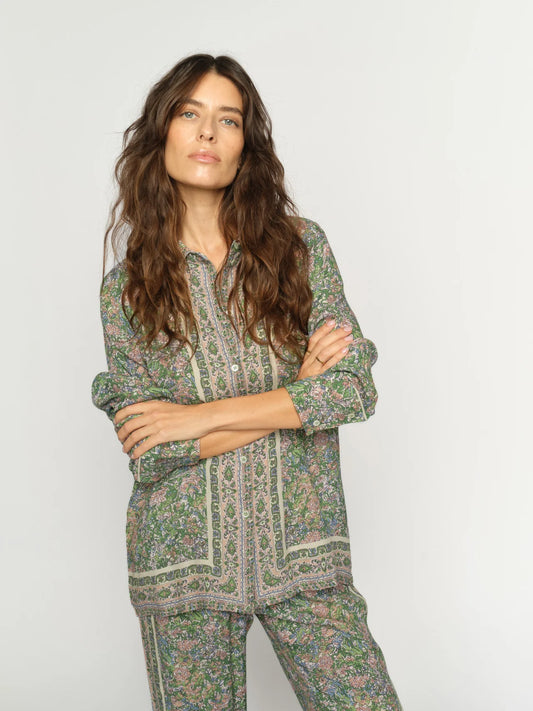 MOS MOSH - Kana Flowish Orchid Shirt | Turf Green