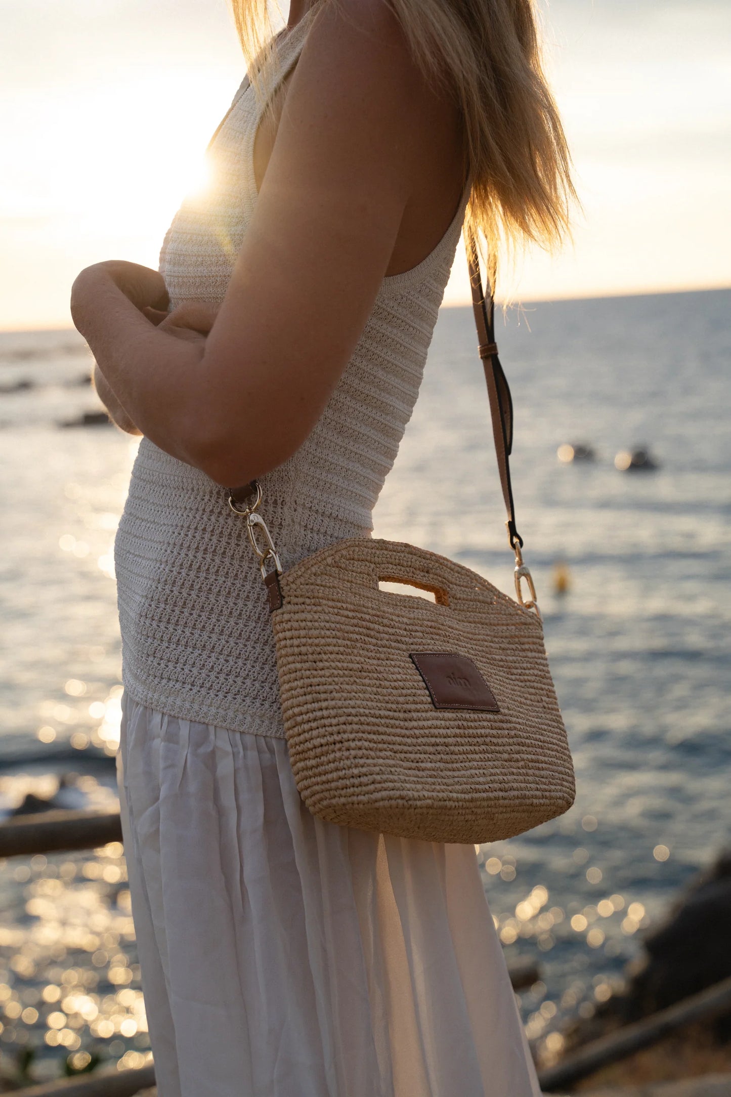Nim The Label - Leather Trimmed Raffia Mini