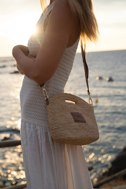 Nim The Label - Leather Trimmed Raffia Mini