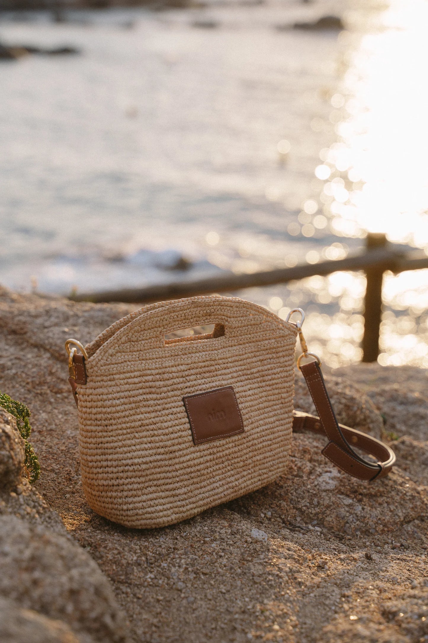 Nim The Label - Leather Trimmed Raffia Mini