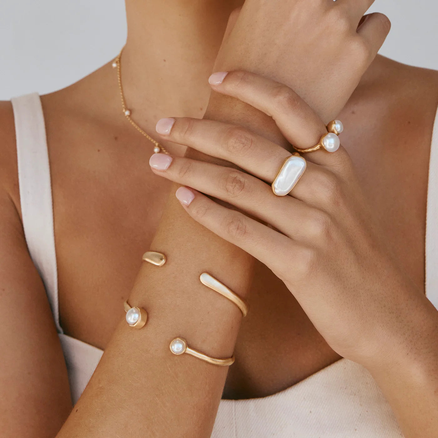 FAIRLEY - Double Pearl Ring | Gold
