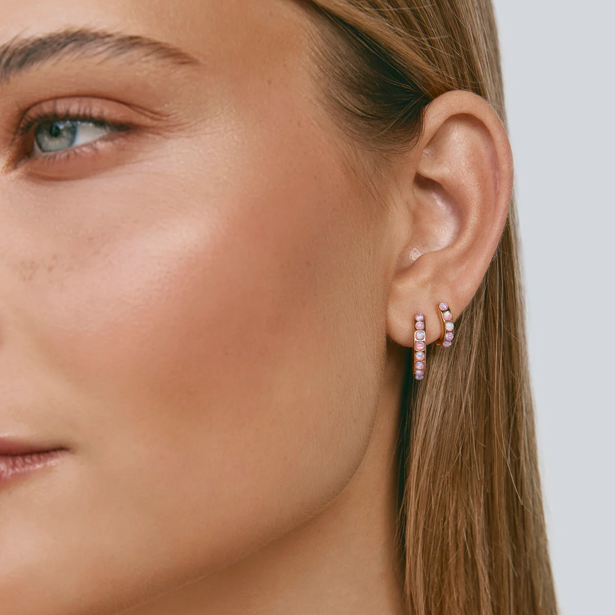 FAIRLEY - Pink Opal Crystal Huggies