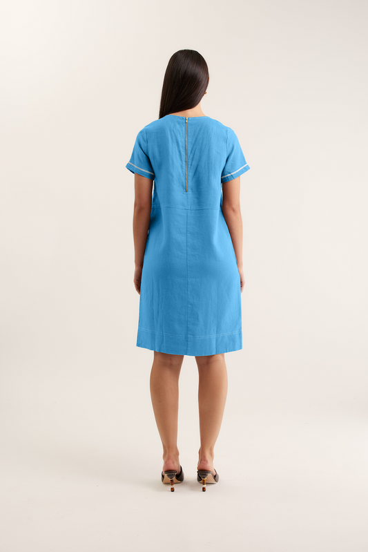 ALESSANDRA - Chiara Linen Dress | Cornflower ALESSANDRA