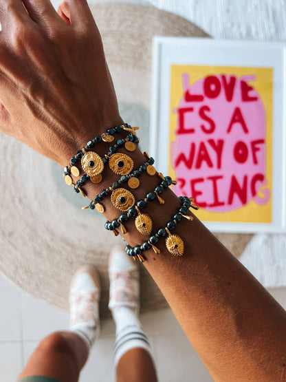 Ηematite Gold Protection Bracelets: Cross and eye