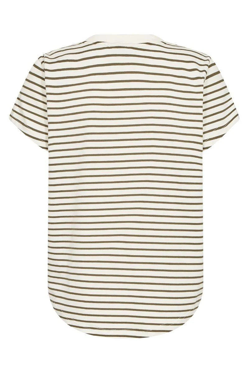 MOS MOSH - Kala V-SS Stripe Tee | Olive Night
