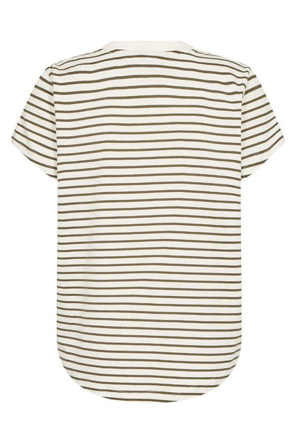 MOS MOSH - Kala V-SS Stripe Tee | Olive Night