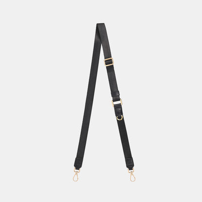 Louve Collection - Vera Black Leather & Nylon Crossbody Phone Lanyard | Gold Hardware