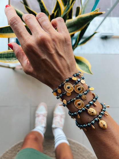 Ηematite Gold Protection Bracelets: Cross and eye