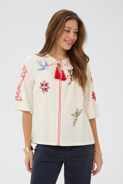 Cream - Rosetta Blouse | Whisper White
