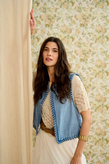 Cream - Rina Denim Vest | Duncan Medium Blue Denim