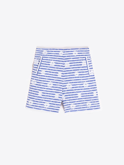 Vilagallo - Blue Striped Shorts With Floral Embroidery