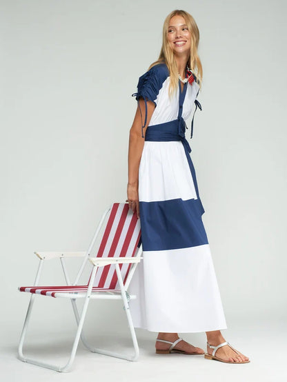 Vilagallo - Navy And White Striped Dress