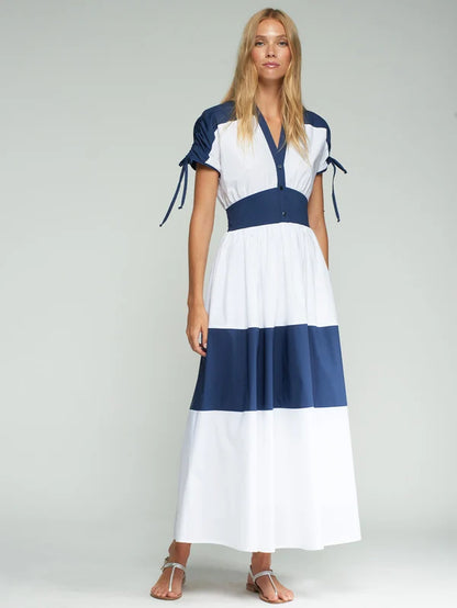 Vilagallo - Navy And White Striped Dress
