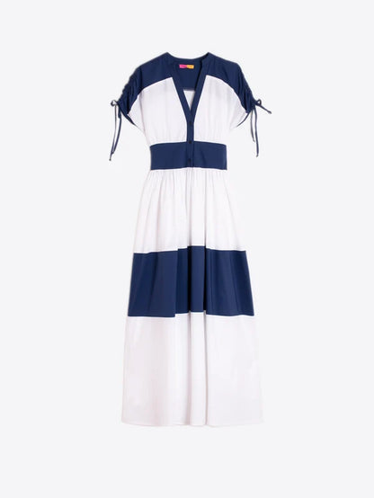 Vilagallo - Navy And White Striped Dress