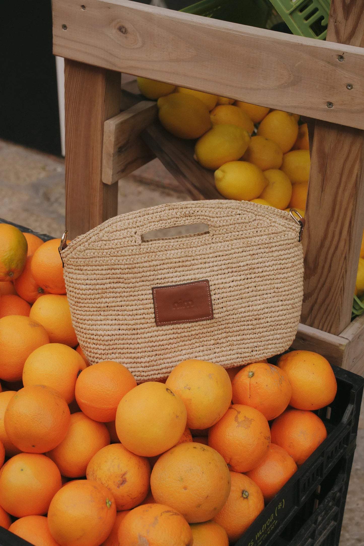 Nim The Label - Leather Trimmed Raffia Mini