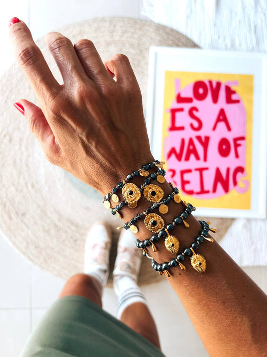 Ηematite Gold Protection Bracelets: Cross and eye