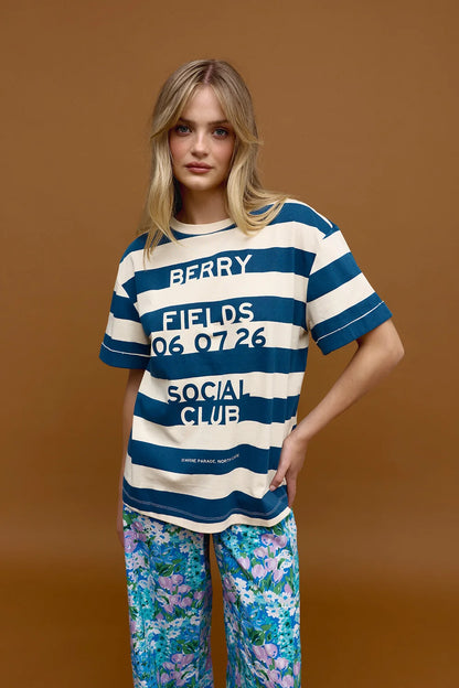 Binny - Berry Fields top | Navy Stripe