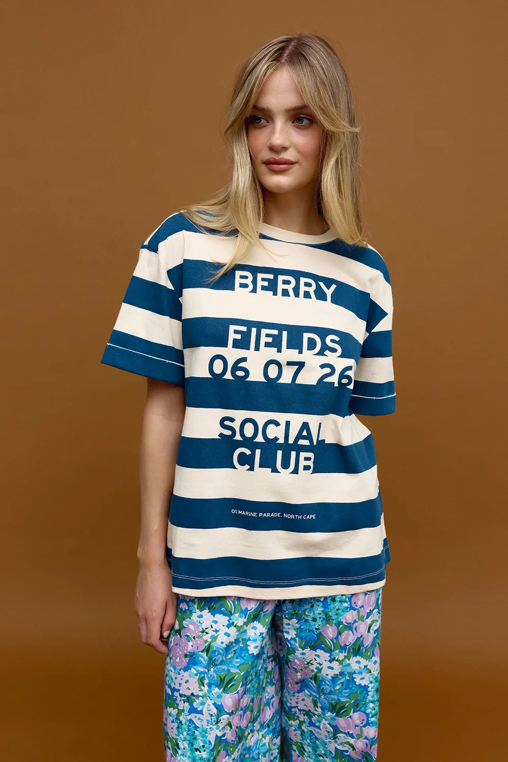 Binny - Berry Fields top | Navy Stripe