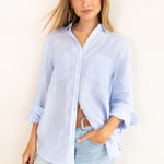 Hut - Baby Blue Stripe Boyfriend Linen Shirt