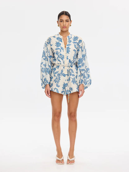 KIVARI - Bluebell Playsuit | Blue Ecru