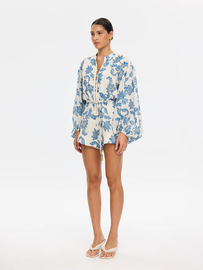 KIVARI - Bluebell Playsuit | Blue Ecru