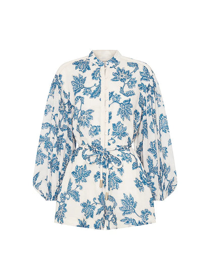 KIVARI - Bluebell Playsuit | Blue Ecru