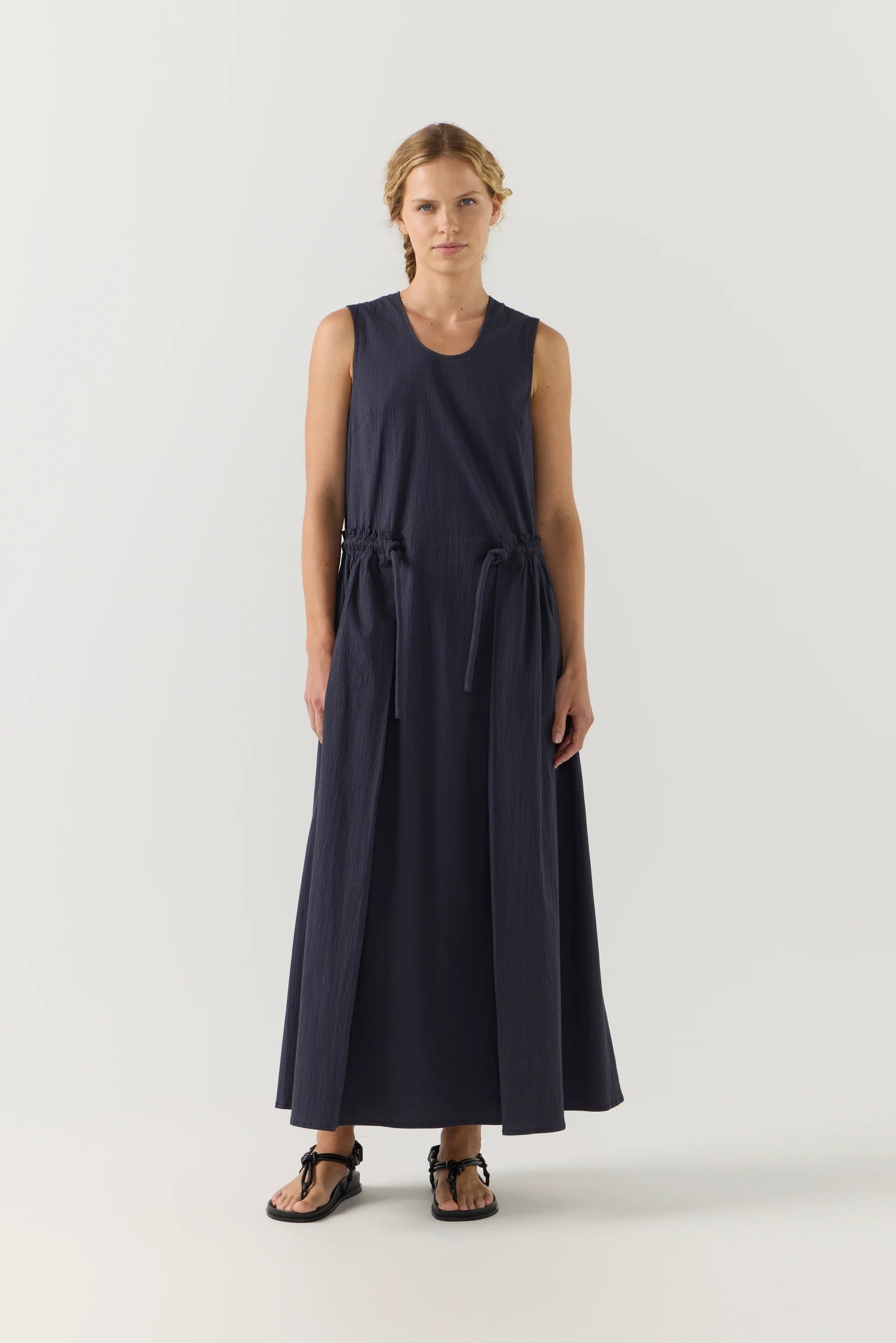 Foemina - Cameron Dress | Navy Seersucker Foemina