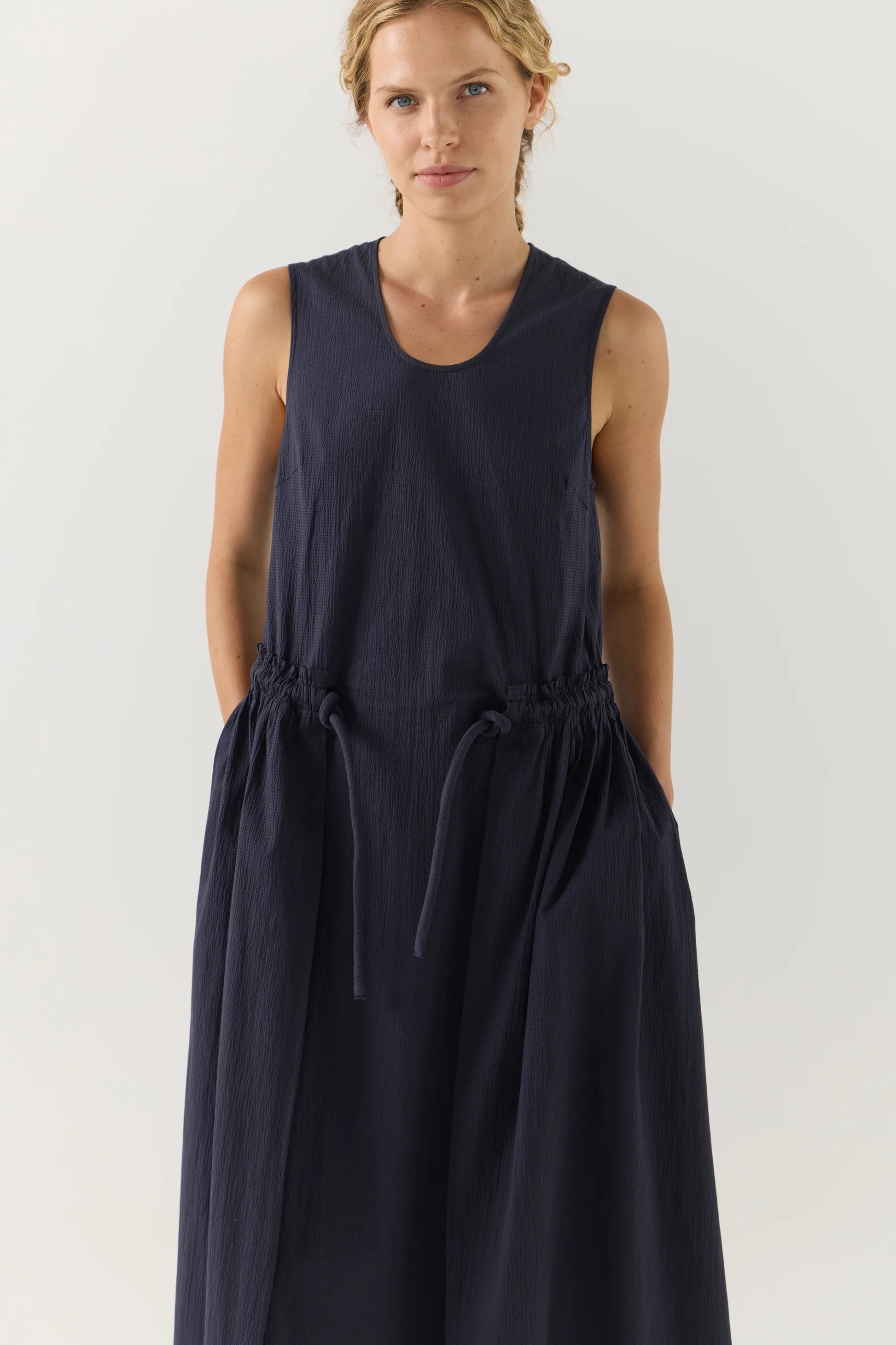 Foemina - Cameron Dress | Navy Seersucker Foemina