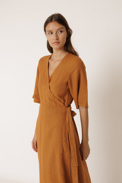 Indi & Cold - Crossover Linen Dress