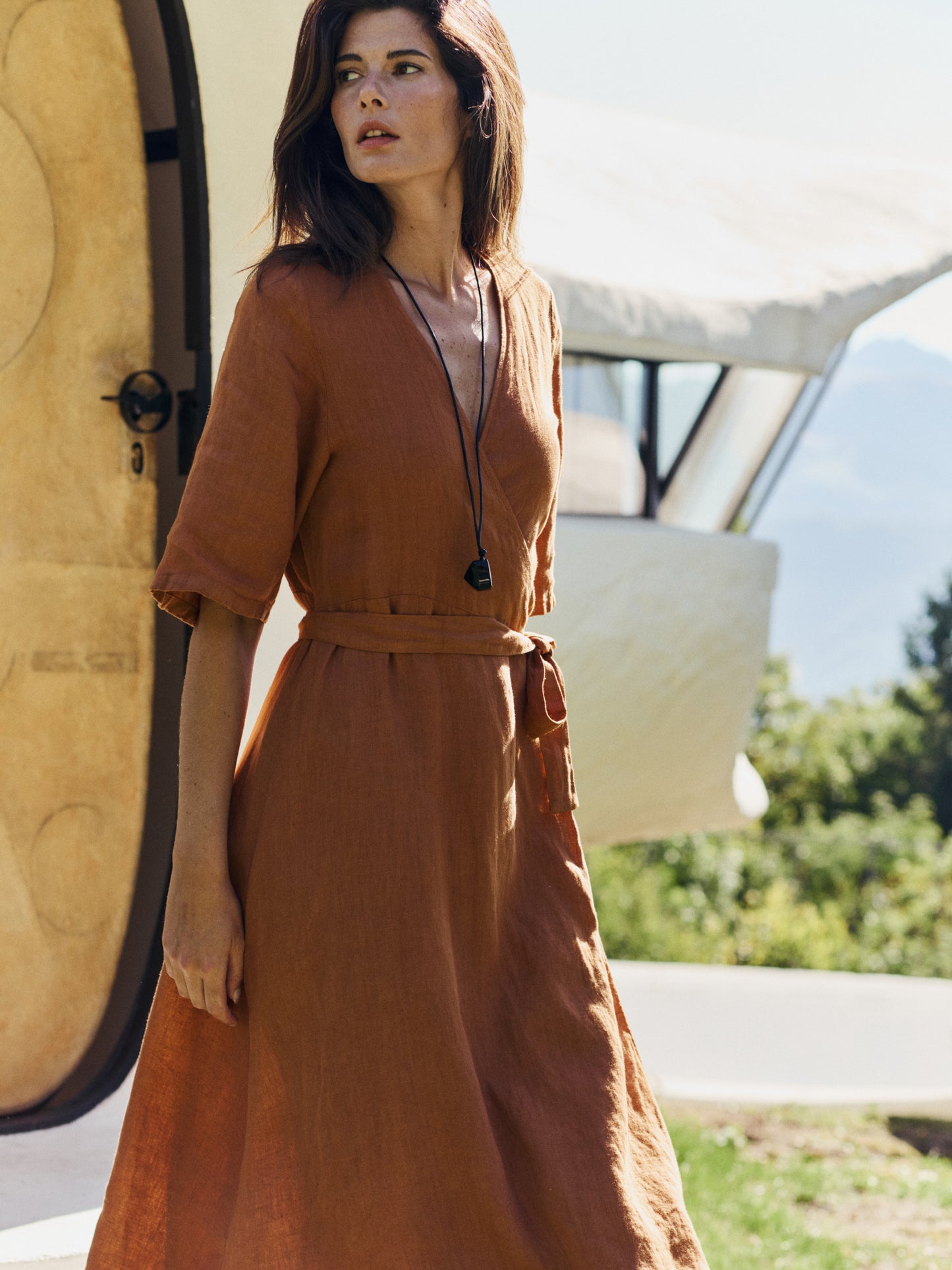Indi & Cold - Crossover Linen Dress