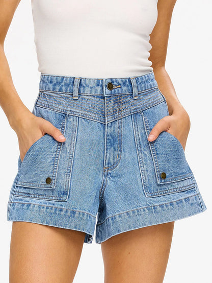 KIVARI - Celene Denim Short | Stonewash Blue
