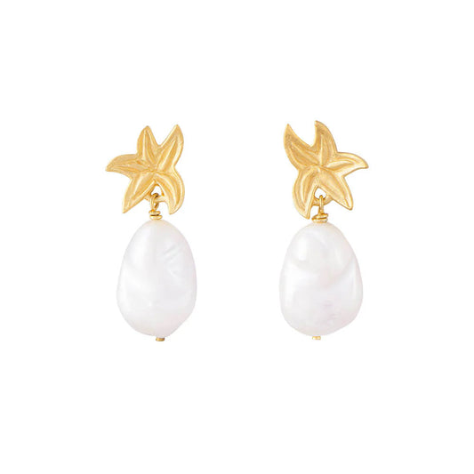 FAIRLEY - Starfish Pearl Drops | Gold FAIRLEY