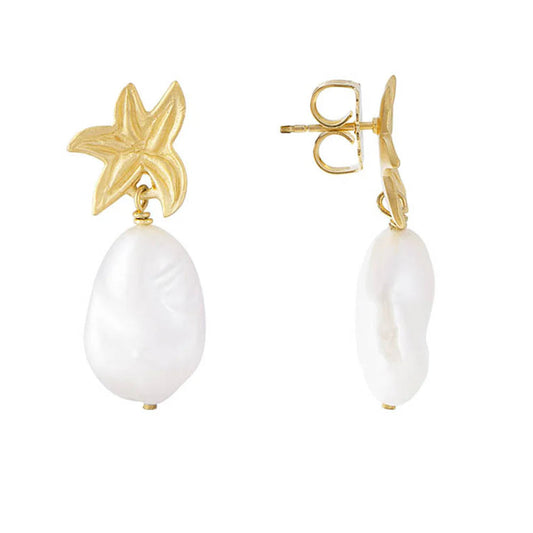 FAIRLEY - Starfish Pearl Drops | Gold FAIRLEY