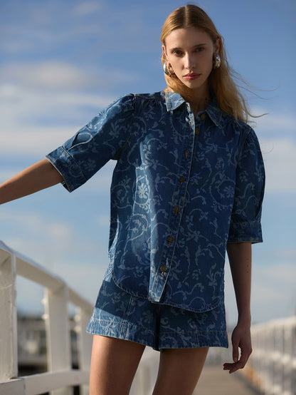 KIVARI - Laguna Printed Denim Short | Elina