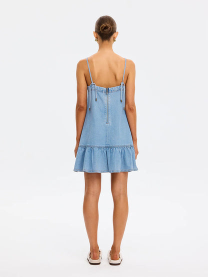 KIVARI - Emilie Denim Strappy Mini Dress