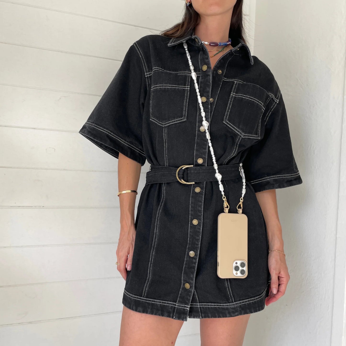 Louve Collection - Moon Pearl Crossbody Phone Chain