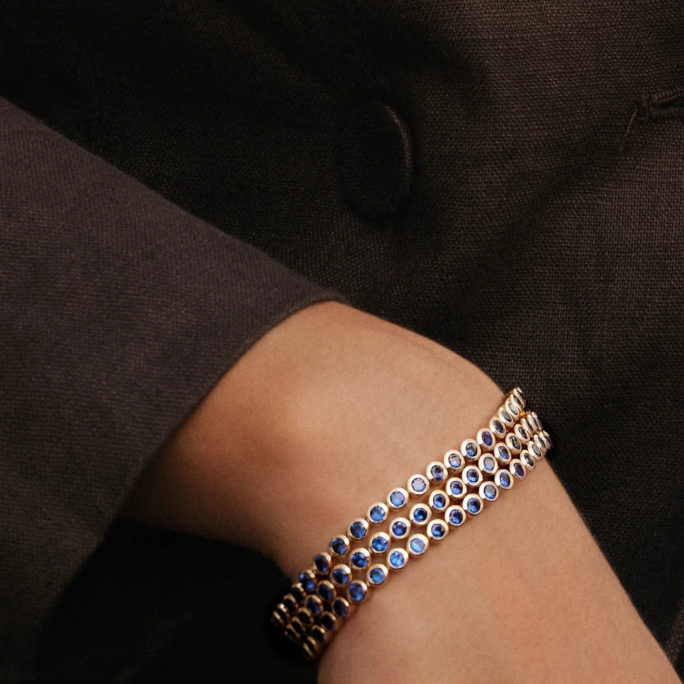 FAIRLEY - Blue Bezel Set Tennis Bracelet